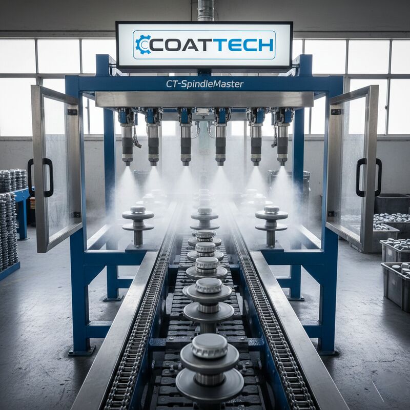 High-Speed Automatic "Chain-on-Edge" Spindle Conveyor System for Small Parts Painting and Rotational Coating