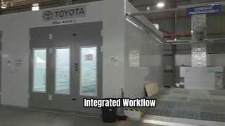 Cabina de pintura integrada y sistemas de preparación de superficies